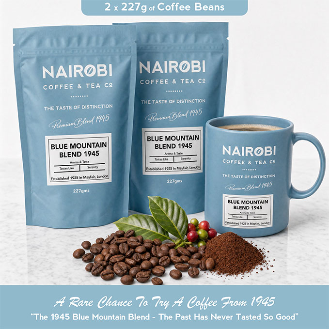 The 1945 Blue Mountain Blend – 2 × 227g Pack of Heritage Collection Coffee Beans (454g Total)